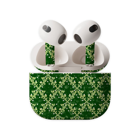 Green Royal Motif Earbuds Skin