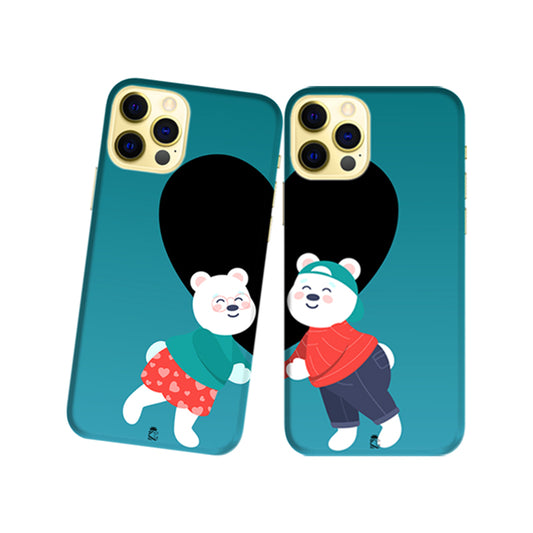 Cute Teddies Slim Hard Couple Phone Case