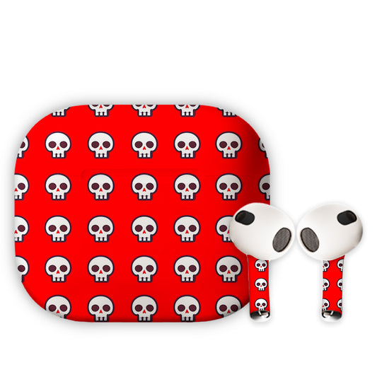 Red Skulls Earbuds Skin