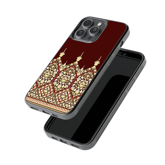 Seamless Zari Pattern Glossy Metal Phone Case