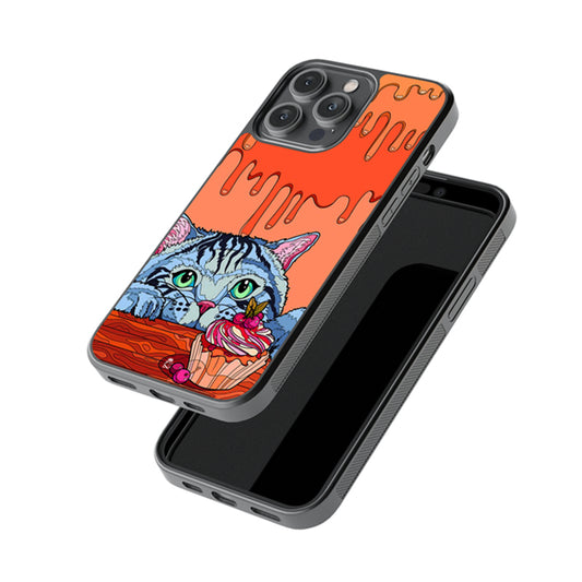 House Cat Waiting For Cupcake Glossy Metal Case