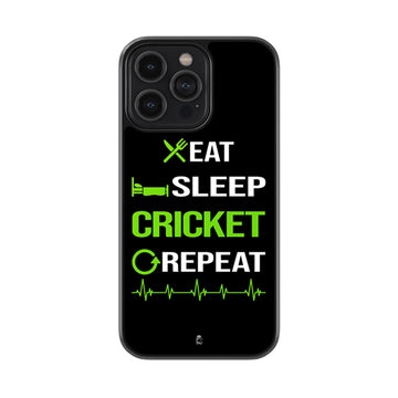 Eat Sleep Cricket Repeat Glossy Metal Case