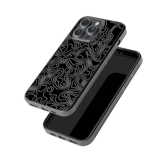 Black Swirl Topography Glossy Metal Case