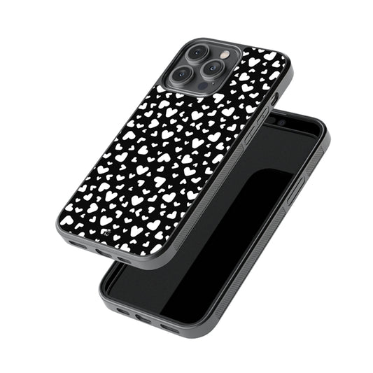 White Black Hearts Glossy Metal Case