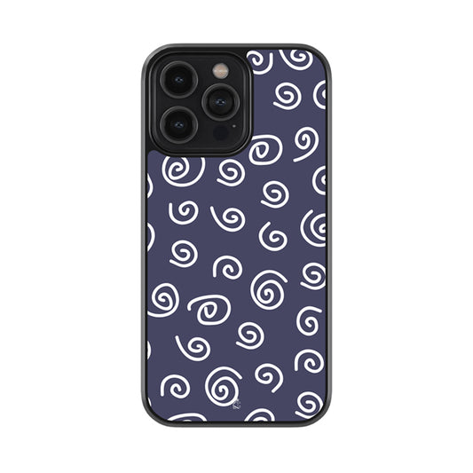 Navy Swirls Glossy Metal Case