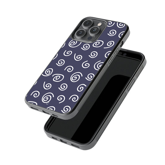 Navy Swirls Glossy Metal Case