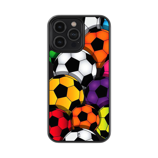 Colourful Footballs Glossy Metal Case