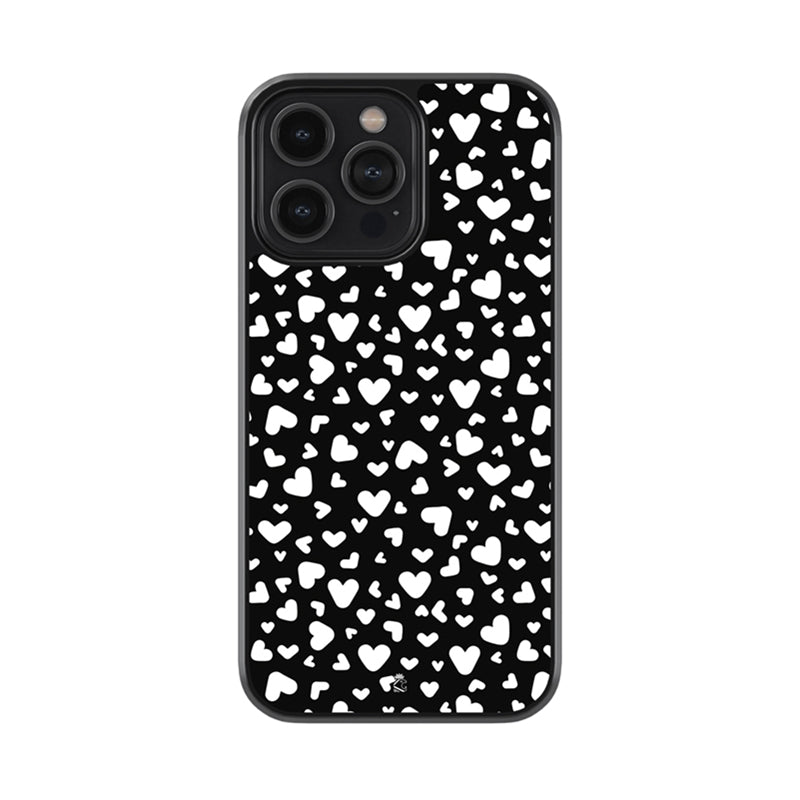 White Black Hearts Glossy Metal Case