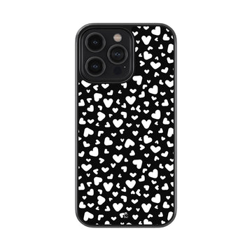 White Black Hearts Glossy Metal Case