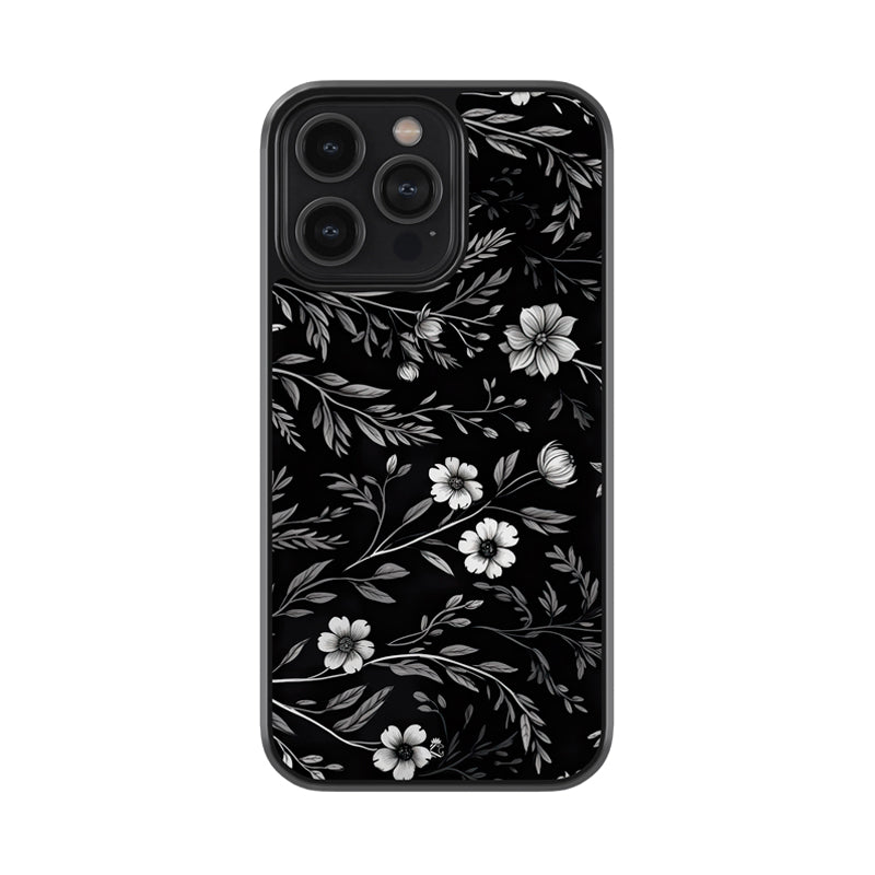 Black Floral Garden Glossy Metal Case