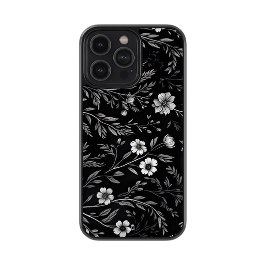 Black Floral Garden Glossy Metal Case