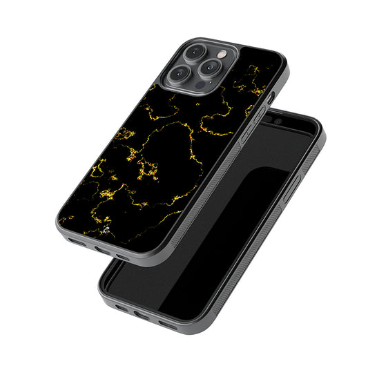 Black and Gold Marble Glossy Metal Case