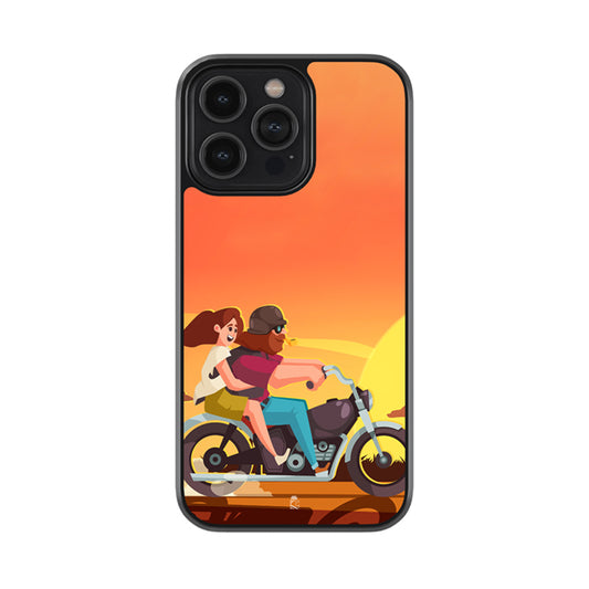 Biker Couple Glossy Metal Case