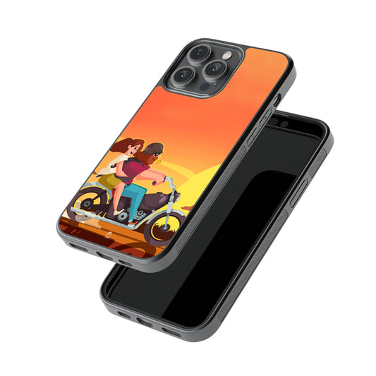 Biker Couple Glossy Metal Case