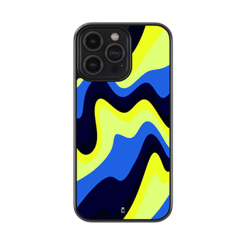 Wavelike Yellow Blue Pattern Glossy Metal Case