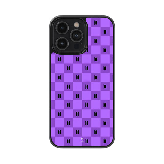 Checker Board BTS Logo Pattern Glossy Metal Case