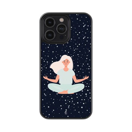 Lady Peacefull Meditating in Space Glossy Metal Case