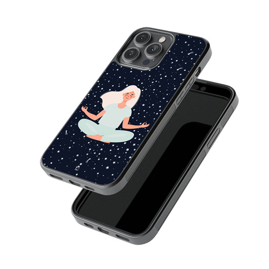 Lady Peacefull Meditating in Space Glossy Metal Case