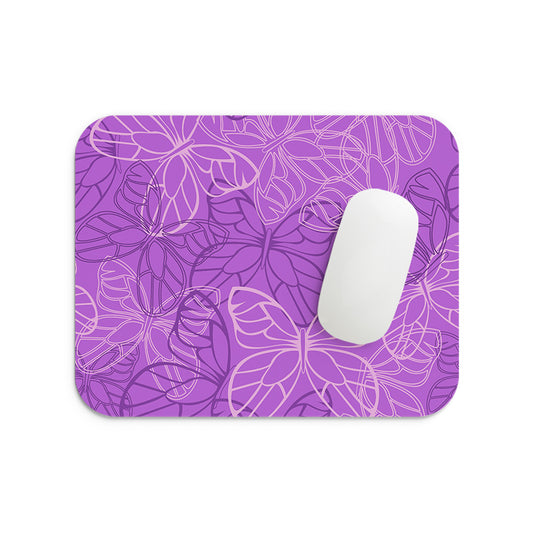 Purple Butterfly Pattern Mouse Pad