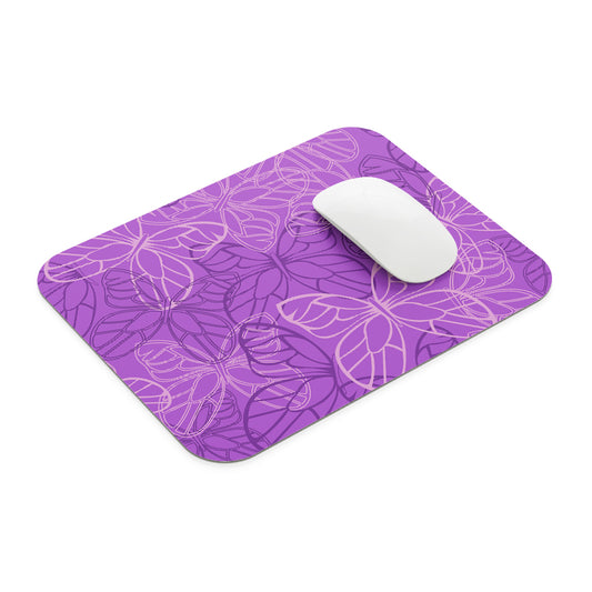 Purple Butterfly Pattern Mouse Pad