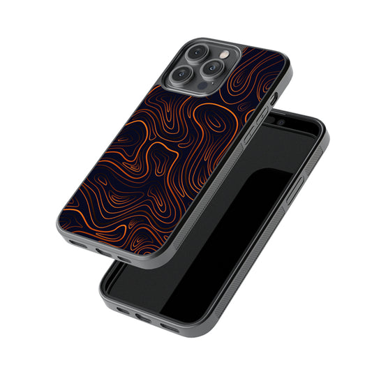 Black Orange Topography Glossy Metal Case