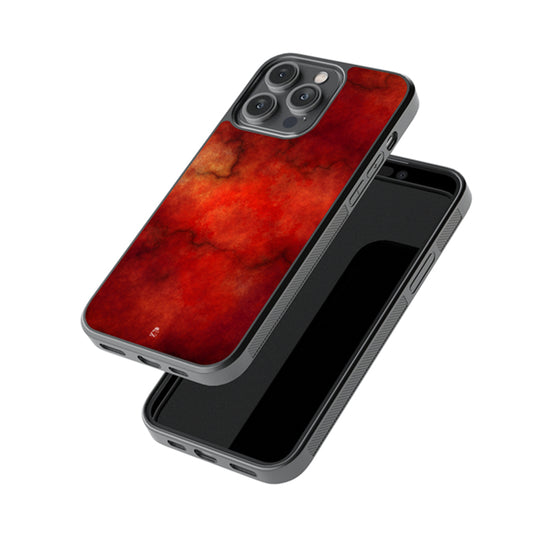 Orange Red Marble Glossy Metal Case