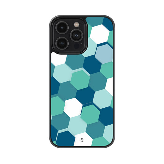 Blue Hexagon Pattern Glossy Metal Case