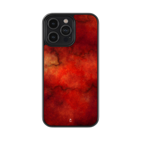 Orange Red Marble Glossy Metal Case