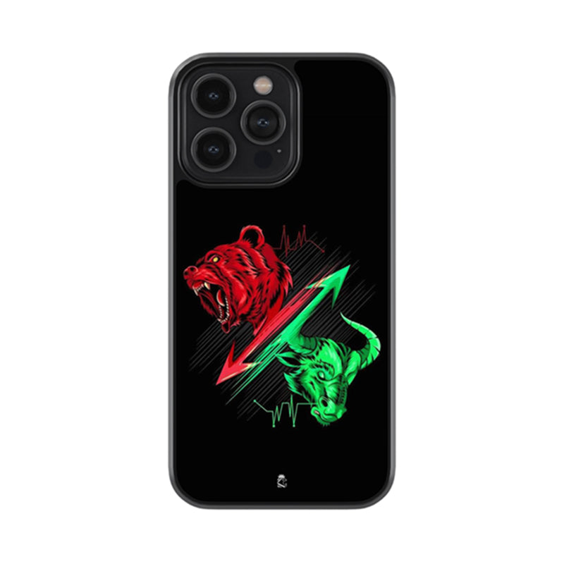 War Between Bear And Bull Glossy Metal Case