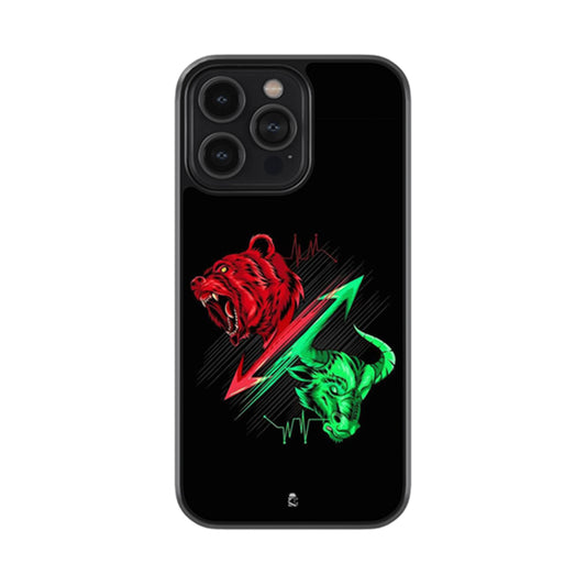 War Between Bear And Bull Glossy Metal Case