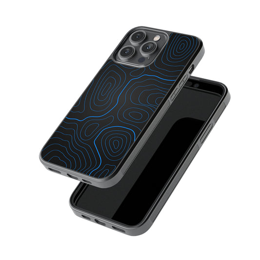 Blue Black Topography Glossy Metal Case