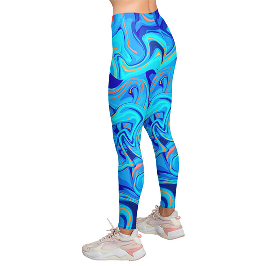 Blue Ripple High Waist Leggings