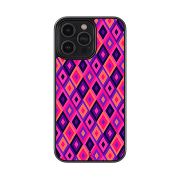 Colourful Diamond Pattern Glossy Metal Case
