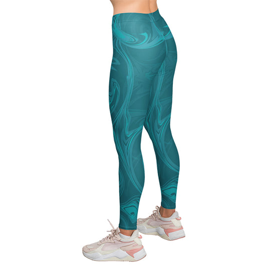 Spiral Blue High Waist Leggings
