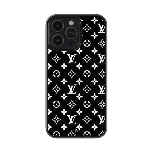 Black Louis Vuitton Pattern Glossy Metal Case