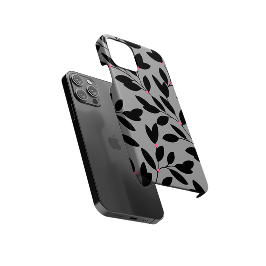 Grey Black Floral Slim Hard Case