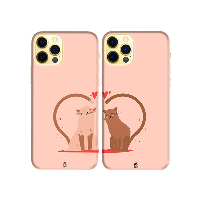 Cute Cat Couple Slim Hard Couple Phone Case