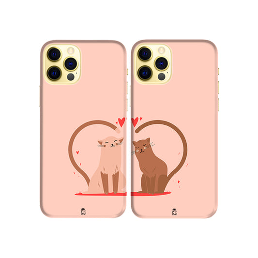 Cute Cat Couple Slim Hard Couple Phone Case