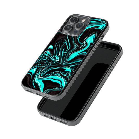 Neon Blue Fluid Liquid Design Glossy Metal Case