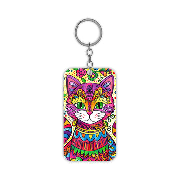 Trippy Cat Keychain