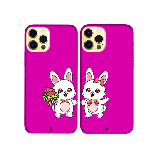 Little Lovely Bunny Slim Hard Couple Phone Case