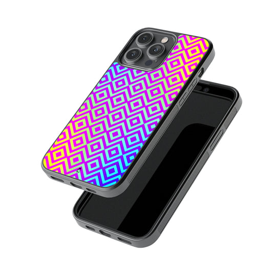 Purple Quadrangles Pattern Glossy Metal Case