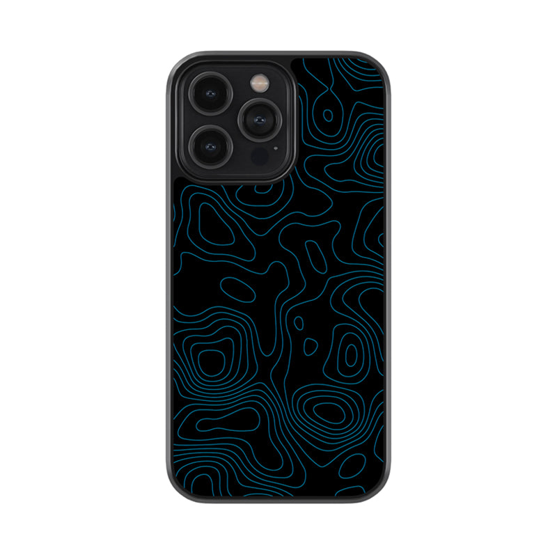Black Blue Topography Glossy Metal Case