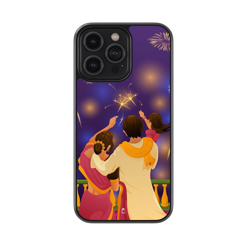 Family Diwali Celebration Glossy Metal Case