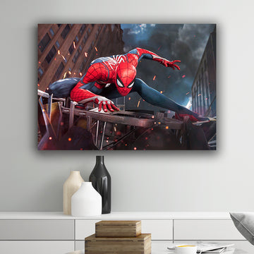 Spiderman on Action Landscape Poster