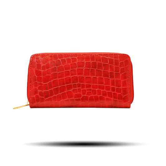 Roars Crocodile Patterned Leather Clutch Bag