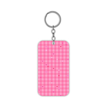 Pink Checkered Love Keychain