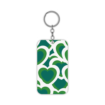 Puffy Green Hearts Keychain