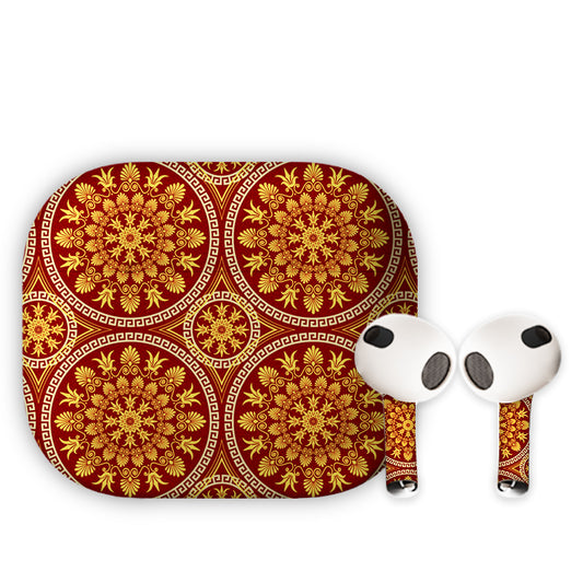 Red and Gold Mandala Earbuds Skin