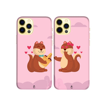 Lovely Squirrels Slim Hard Couple Phone Case